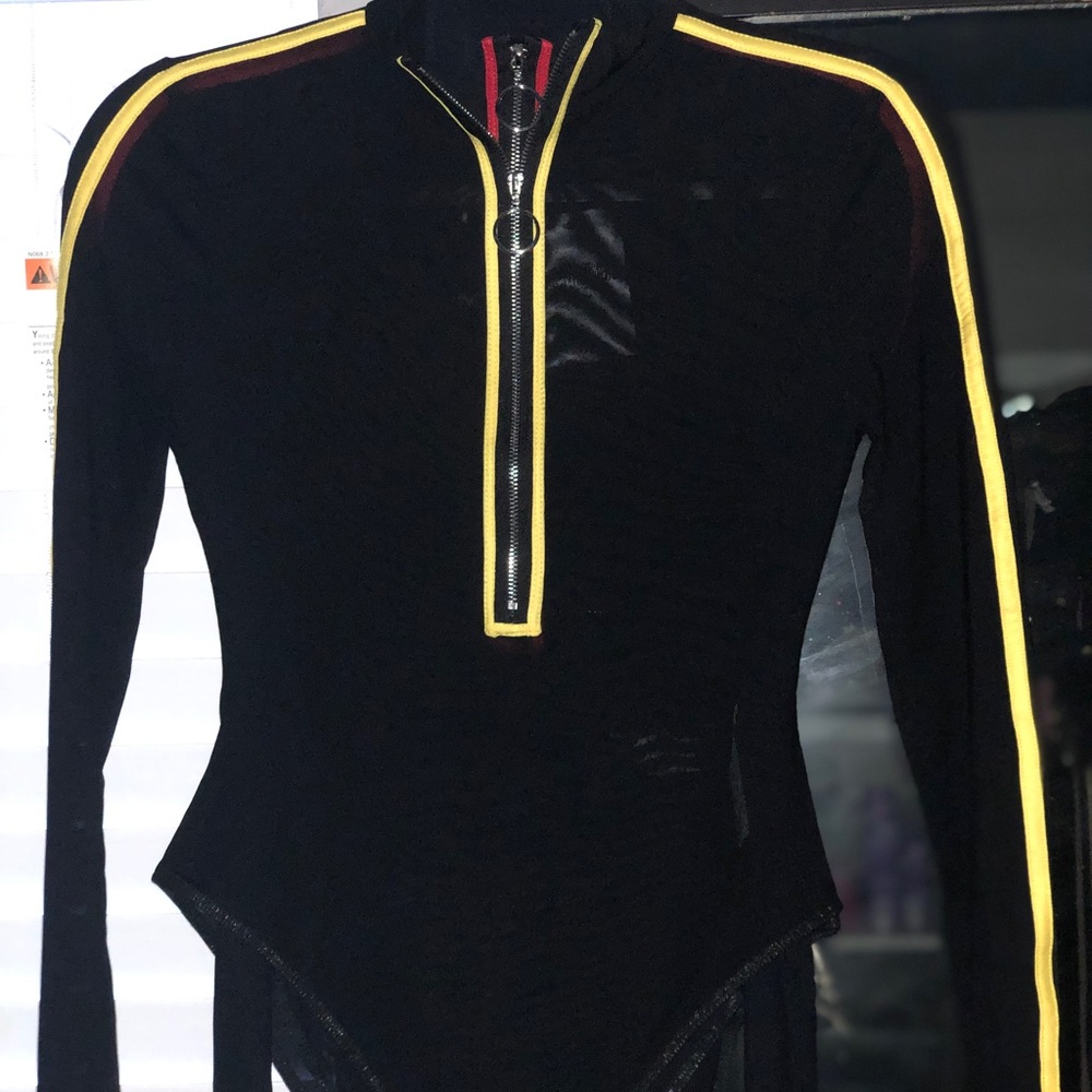 Yellow mesh bodysuit